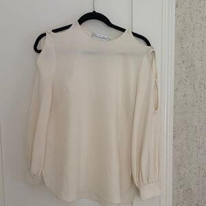 Oscar de la Renta Cream Cold Shoulder Blouse